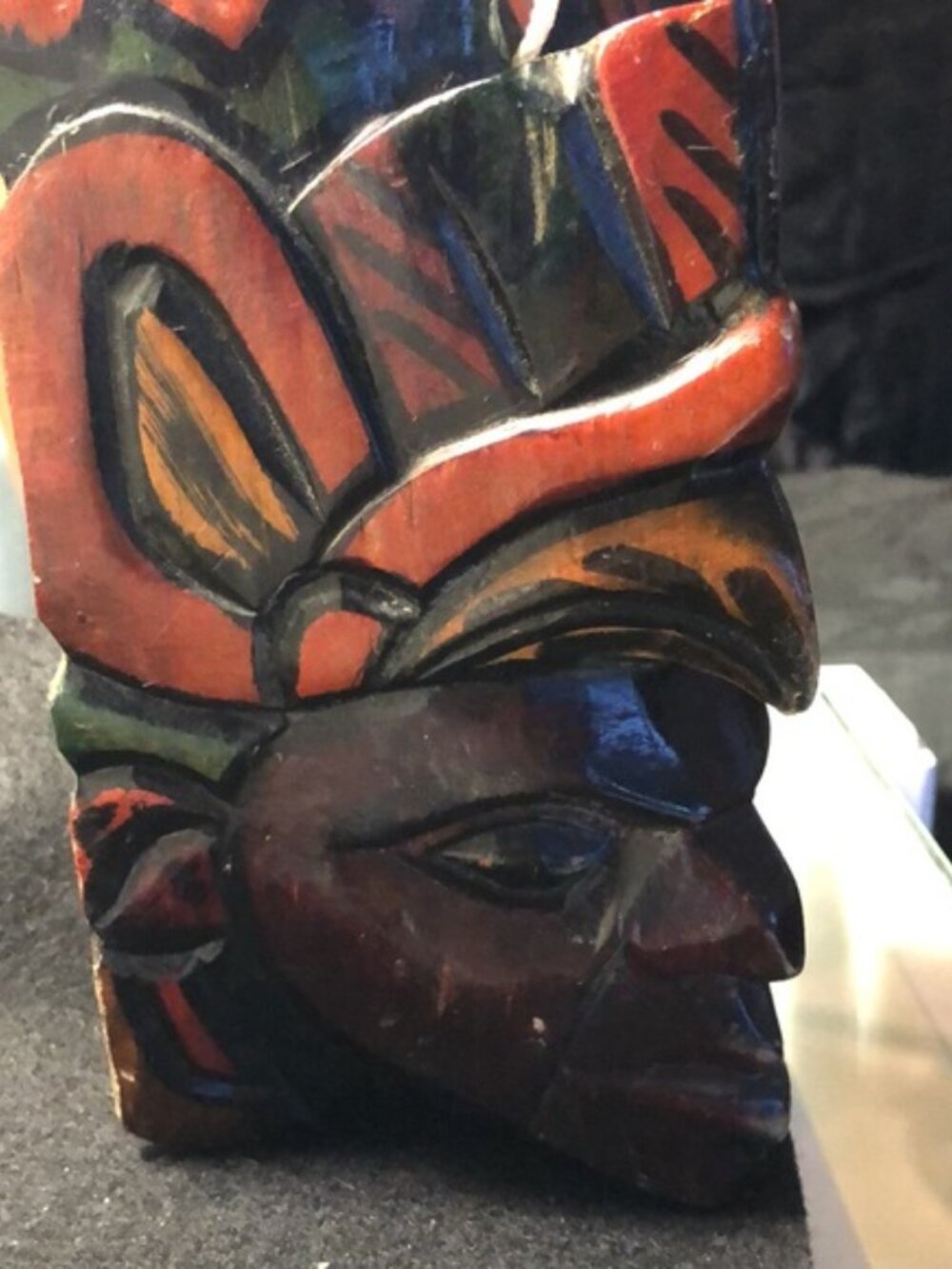 Hand Carved African Mask eagle on top of the head - Picture 3 of 5